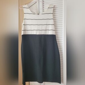 Elegant Black and White Striped Dress